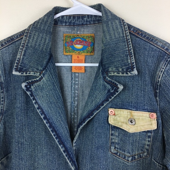 ZD Jeans Ladies Jean Jacket w/ Corduroy Patches - Picture 3 of 7